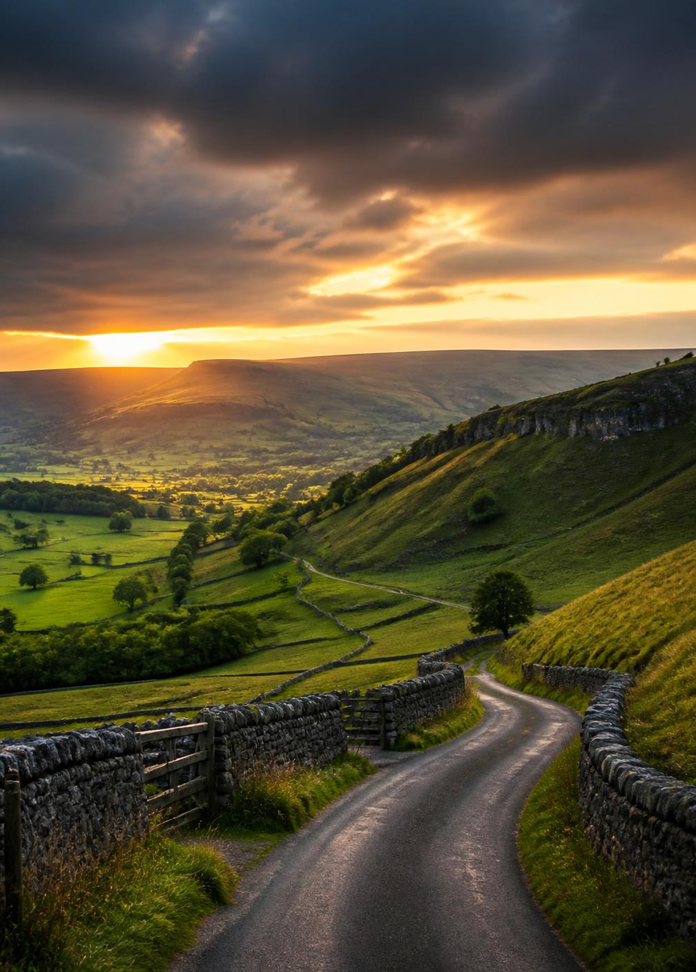 Peak District landscape at dusk